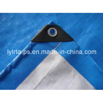 Stardard Size 4m by 5m Blue/White PE Tarp Sheet, HDPE Coated PE Tarp with Eyelets